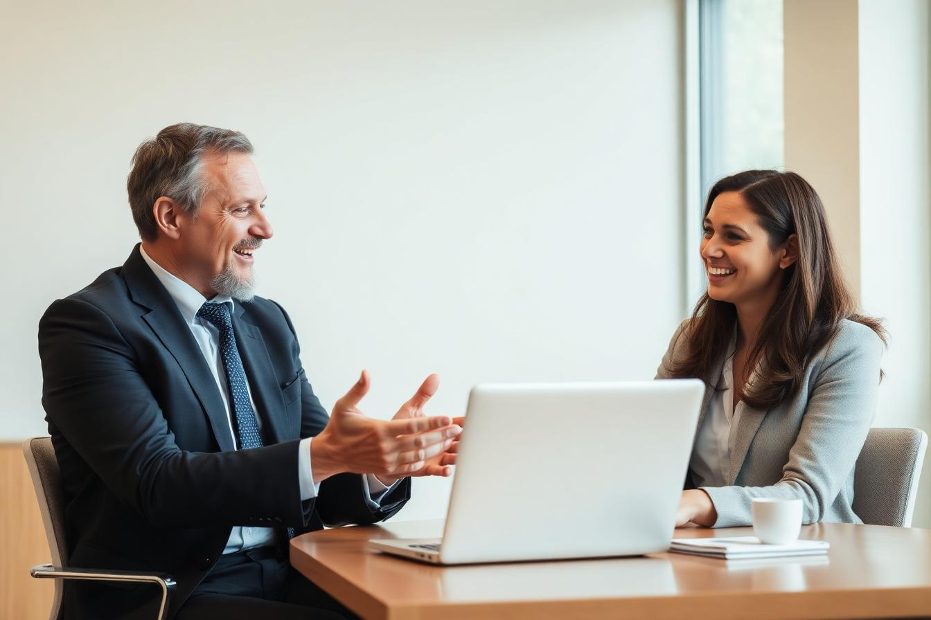 Recruiter bespreekt de referral pipeline met een collega achter een laptop